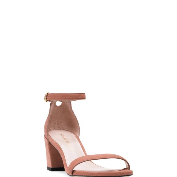 Stuart Weitzman Suede Kitten Block Heel Sandals in Desert Rose - Size 7 - Picture 2 of 9